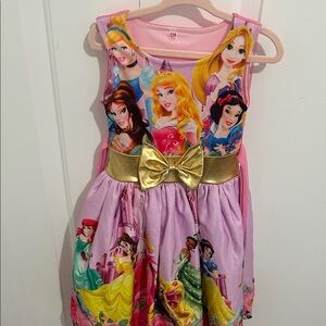 Disney Princess Dress with Gold Bow and Pink Accents
